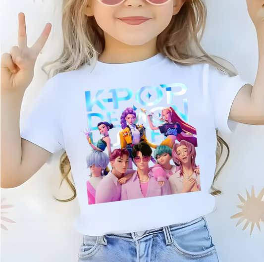 K-Pop Cute Demon Hunters Idol Tee for Kids