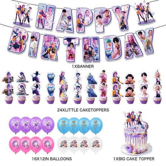 Celebrate with K-pop DDemon H-Hunter Birthday Decorations