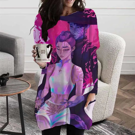 Anime K-Pop Devil Hunter T-shirt Harajuku O-neck casual long sleeved T-shirt Kpop Huntrix girl band pocket T-shirt Derpy Tiger f