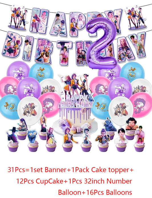 Demon Hunters Party Supplies – Perfect Decor for Kpop Anime Cosplay Events