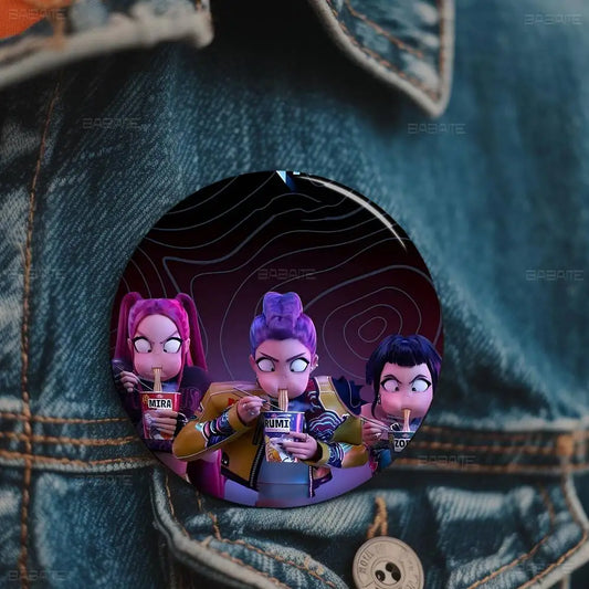 Movie KPop Demon Hunters Photo Brooches Creative Round Badge Gifts Pins 32/44/58mm