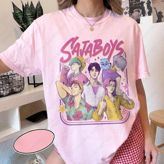 Saja Boys Band Cotton Shirt – Retro Kpop &amp; Demon Hunters Inspired Tee