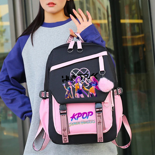 K-pop Demon Hunters Fashion Backpack – Stylish Anime Schoolbag for Students