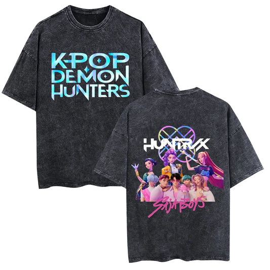Kpop Demon Hunter Saja Boys Y2K Retro T-shirt – Trendy Streetwear for Couples