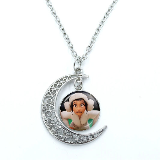 Anime Movie Kpop Demon Hunter Moon Necklace – Stylish Glass Cabochon Pendant