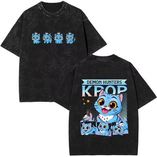 Movie KPop Demon Hunters Derpy Tiger Vintage Washed T-shirt – Unique Streetwear Fashion