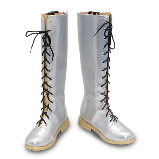 KPop Demon Hunters Rumi Cosplay Boots – Golden &amp; Black Long Boots for Performances