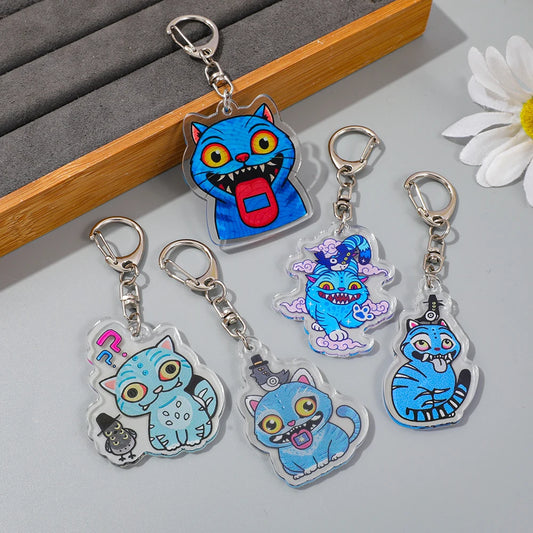 Anime Movie KPop Demon Hunters Tiger Crow Acrylic Keyring – Stylish Halloween Accessory