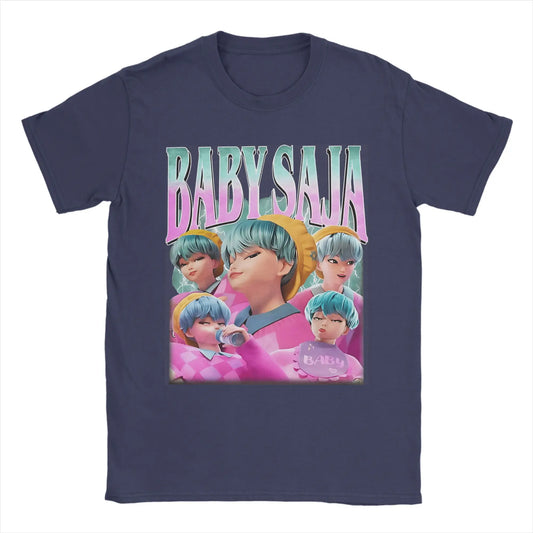Baby Saja Retro Kpop Demon Hunter Villain Pure Cotton T Shirts  for Couple Summer Awesome Loose Short Sleeve Clothing