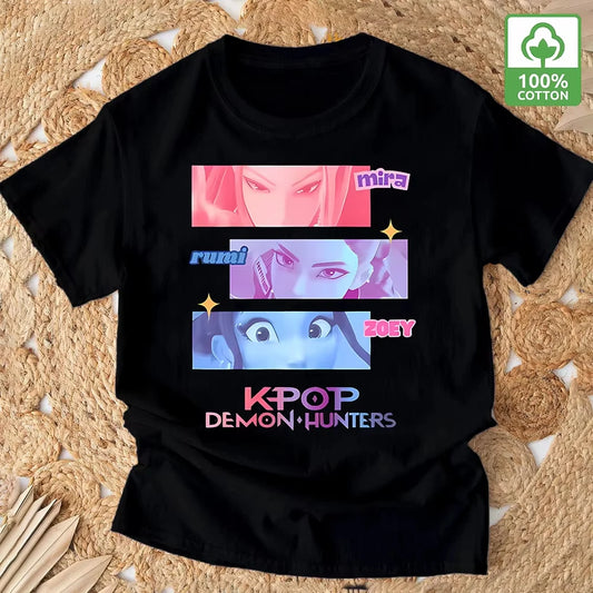 Kpop Demon Hunters Cotton T-shirts – Trendy Y2K Streetwear for Youth