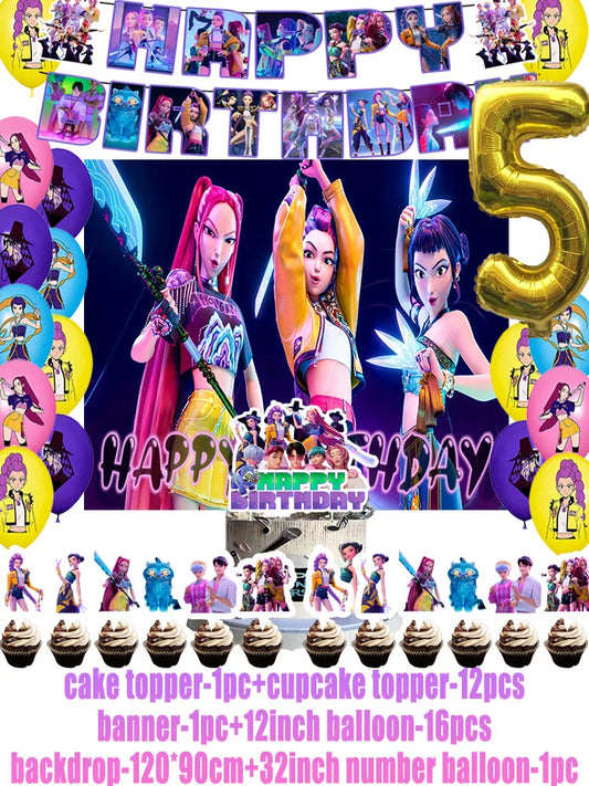 Demon Hunters Girl Birthday Party Decor – Anime Movie Style for Kids