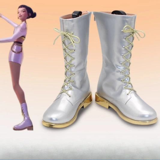 Zoey Cosplay Shoes – Golden-Black Boots for KPop Demon Hunters