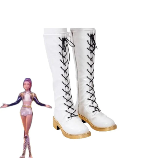 K-POP Huntrix Rumi Cosplay Shoes – Demon Hunters Rumi White Long Boots