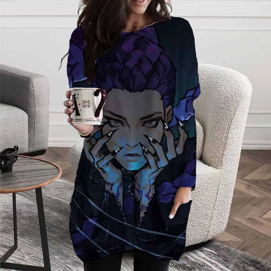 2025  Devil Hunter Logo Shirt Huntrix Kpop Pocket T-shirt Huntrix Merch T-shirt Pattern Long Sleeve Pocket T-shirt