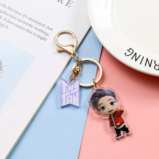 New Fashion Korean Stream Keychain – Cute Cartoon Bulletproof Boy Key Ring
