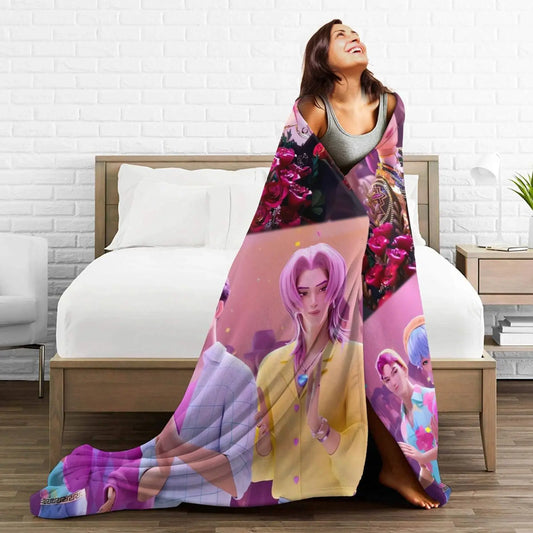 Funny Sajaboys &amp; Huntrix Girls Cozy Flannel Blanket – KPop &amp; Anime Decor