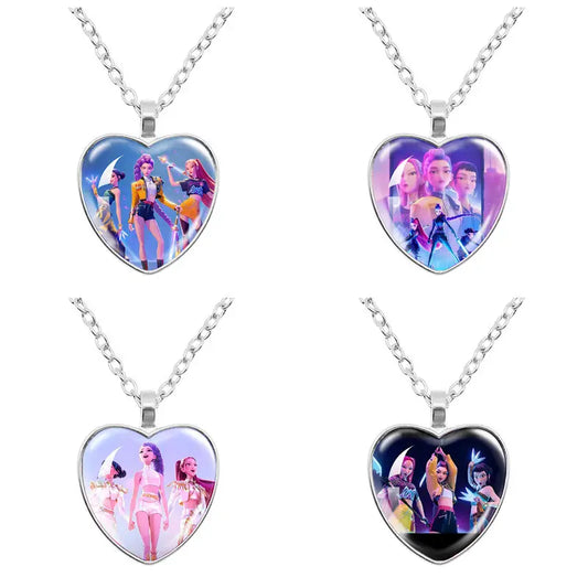 Kpop Hunter Heart Necklace – Anime Cosplay Jewelry Gift