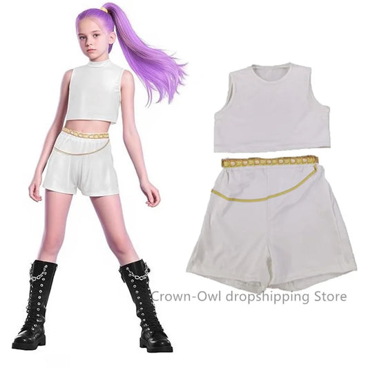 Kids Girls 3D Print Rumi Zoey Mira Cosplay Costume – Perfect for Kpop &amp; Demon Hunter Fans