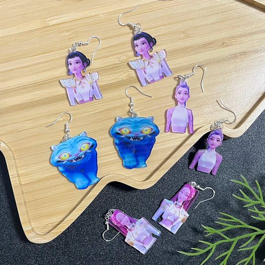 Kpop Demon Hunters Acrylic Earrings – Unique Cartoon Design Jewelry