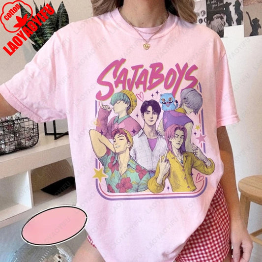 Saja Boys Band Cotton Shirt – Retro Kpop &amp; Demon Hunters Inspired Tee