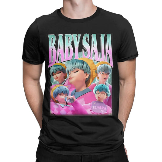 Baby Saja Retro Kpop Demon Hunter Villain Pure Cotton T Shirts  for Couple Summer Awesome Loose Short Sleeve Clothing
