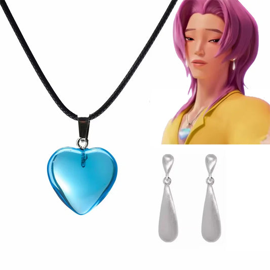 Saja Boys Kpop Demon Hunter Cosplay Necklace – Blue Hearts Costume Accessory
