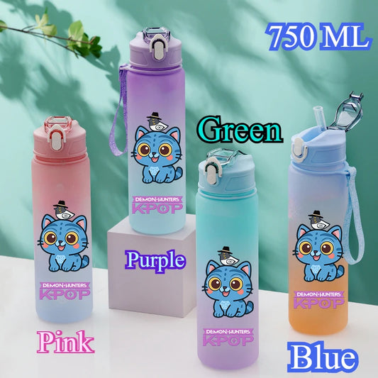 KPop Demon Hunters Gradient Water Bottle – 750ML Drinking Cup