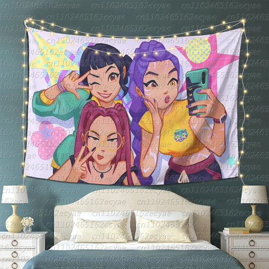 KPop Demon Hunters Tapestry – Vibrant Wall Hanging Decor for K-Pop Fans