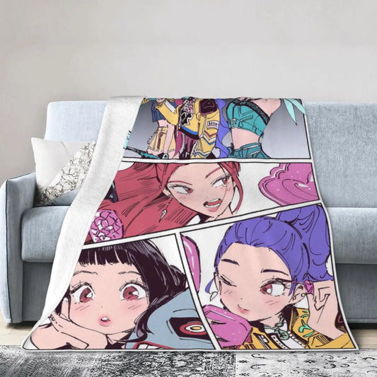 Huntrix Kpop Demon Hunters Plush Blanket – Soft Flannel Throw for Fans