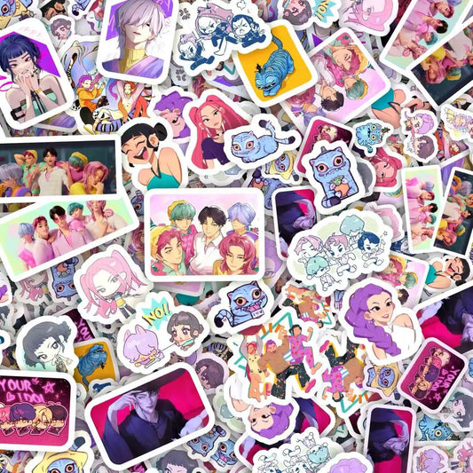 KPop Demon Hunters Stickers – 50pcs Waterproof DIY Decals for Fans