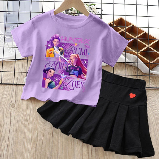 KPop Demon Hunters Girl Clothes Set – Trendy Kids Dress Outfits