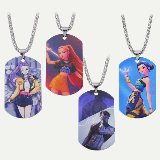 KPop Demon Hunters Stainless Steel Dog Tag Necklace for Fans