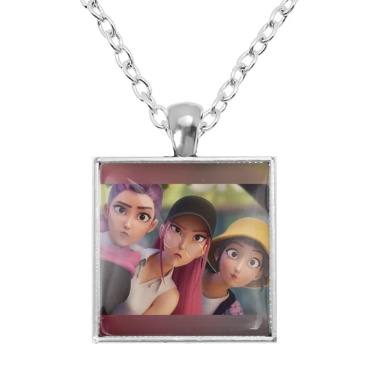 KPop Demon Hunters Glass Square Necklace – A Must-Have for Fans