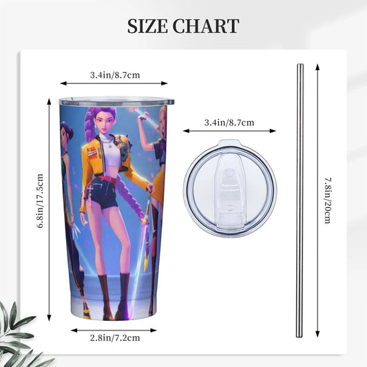 K-Pop Demon Hunters Movie Tumbler – Stainless Steel Thermal Cups for Fans
