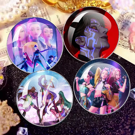 Cute KPop D-Demon H-Hunters Cartoon Brooches – Zoey, Rumi, Jinu Badge Pins