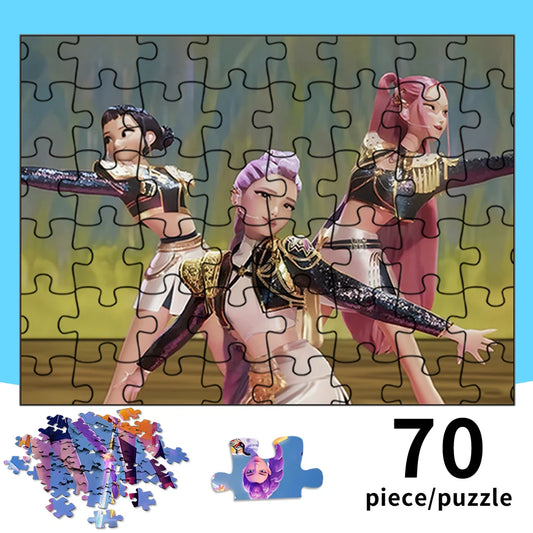 70PCS Kpop Demon Hunters Tiger Figures Puzzle Toys Set for Kids