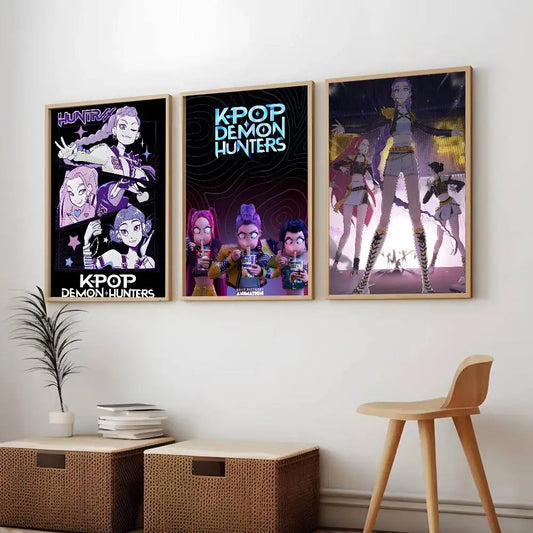 Cartoon Movie K-Pop Demon Hunters Canvas Poster – Art for Fans &amp; Collectors