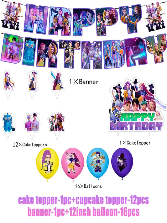 Demon Hunters Girl Birthday Party Decor – Anime Movie Style for Kids