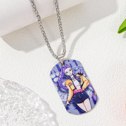KPop Demon Hunters Stainless Steel Dog Tag Necklace for Fans