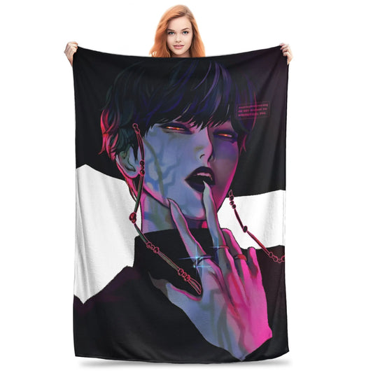 Cozy KPop Demon Hunters Anime Plush Blanket – Soft Flannel Bedding Throw