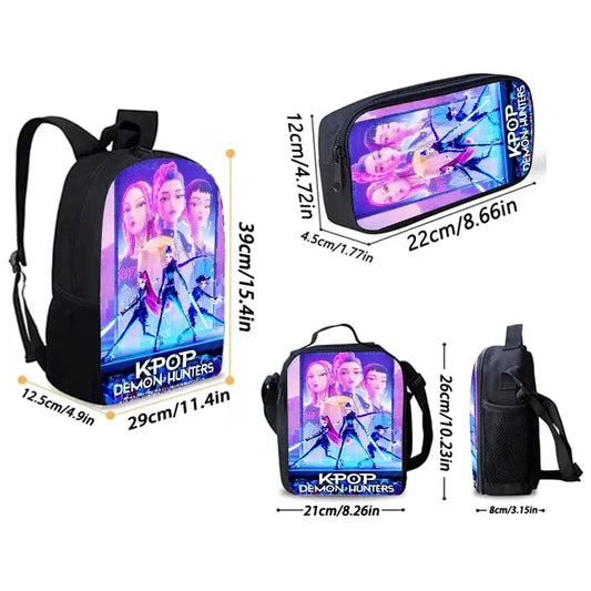 Kpop Demon Hunter Girls School Set – Backpack, Pencil Case &amp; Lunch Bag