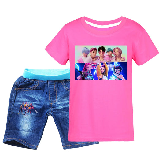 Summer KPop Demon Hunters Kids Clothing Set – Trendy Anime Fashion for Boys &amp; Girls