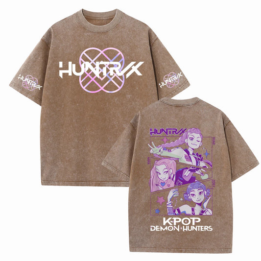 Anime K-Pop Demon Hunters Washed T-shirt – Vintage Style Cotton Tee