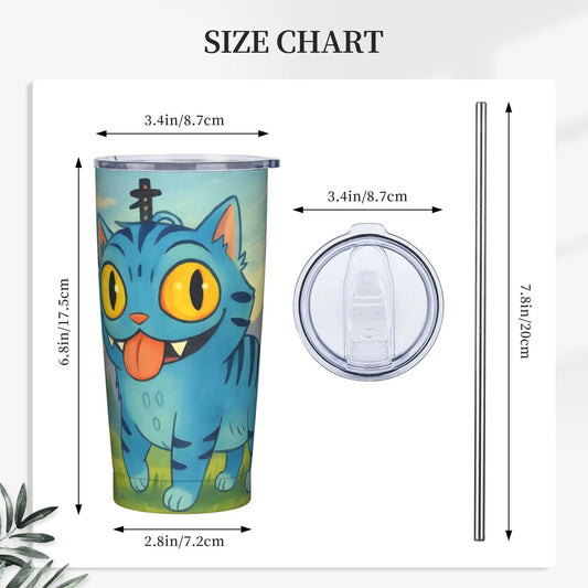 Stainless Steel Tumbler – Funny Tiger Derpy Coffee Mug for Kpop and Demon Hunters