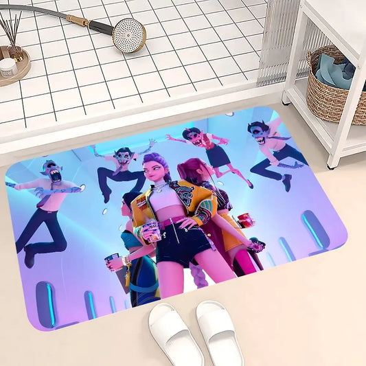 D-Demon H-Hunters Kpop Floor Mat – Retro Non-Slip Rug for Modern Homes