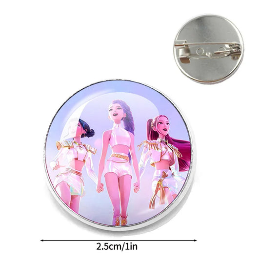 Cute KPop D-Demon H-Hunters Cartoon Brooches – Zoey, Rumi, Jinu Badge Pins