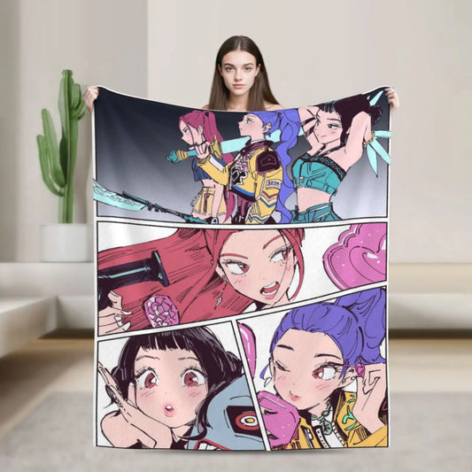 Huntrix Kpop Demon Hunters Plush Blanket – Soft Flannel Throw for Fans
